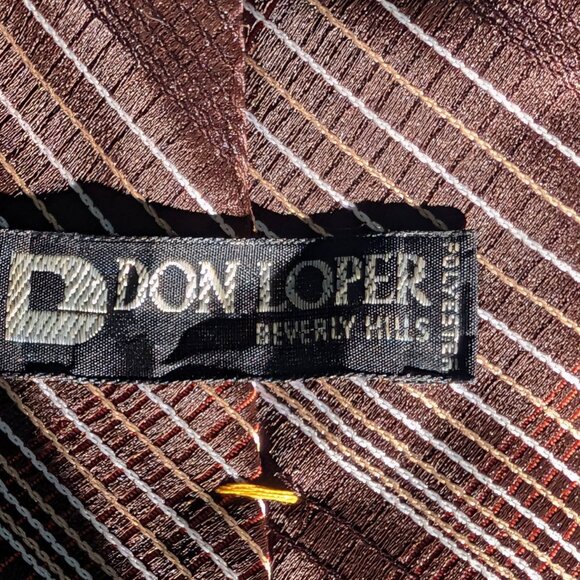 Don Loper Beverly Hills 100% Polyester Brown Striped Necktie 4"Wide - Picture 2 of 10